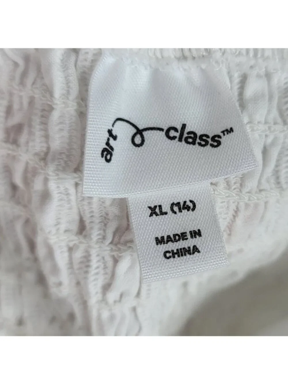 Art Class Girls Sleeveless Dress White Size 14 XL Square Neck Lined Smocked Knee
